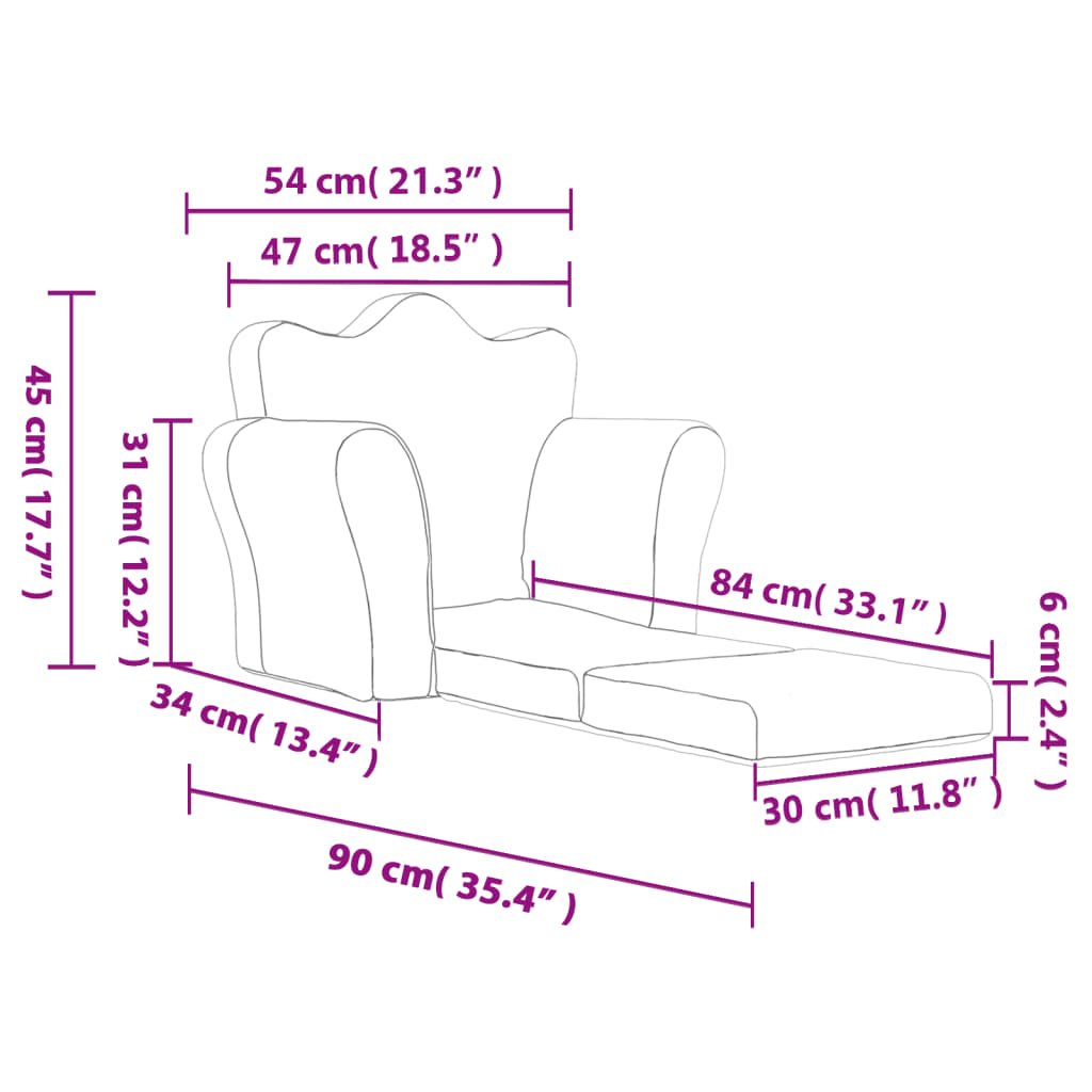 vidaXL Sofá cama de niños felpa suave gris claro con estrellas