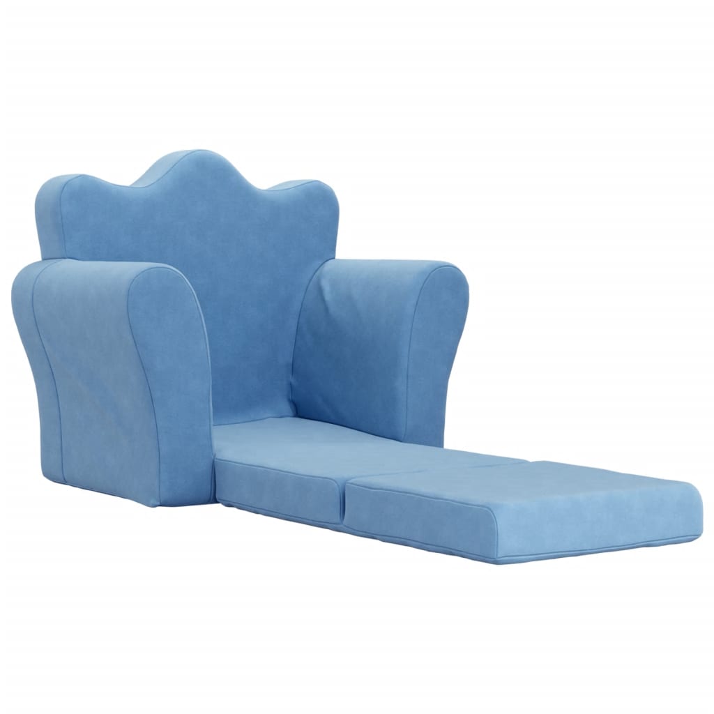 vidaXL Sofá cama infantil felpa suave azul