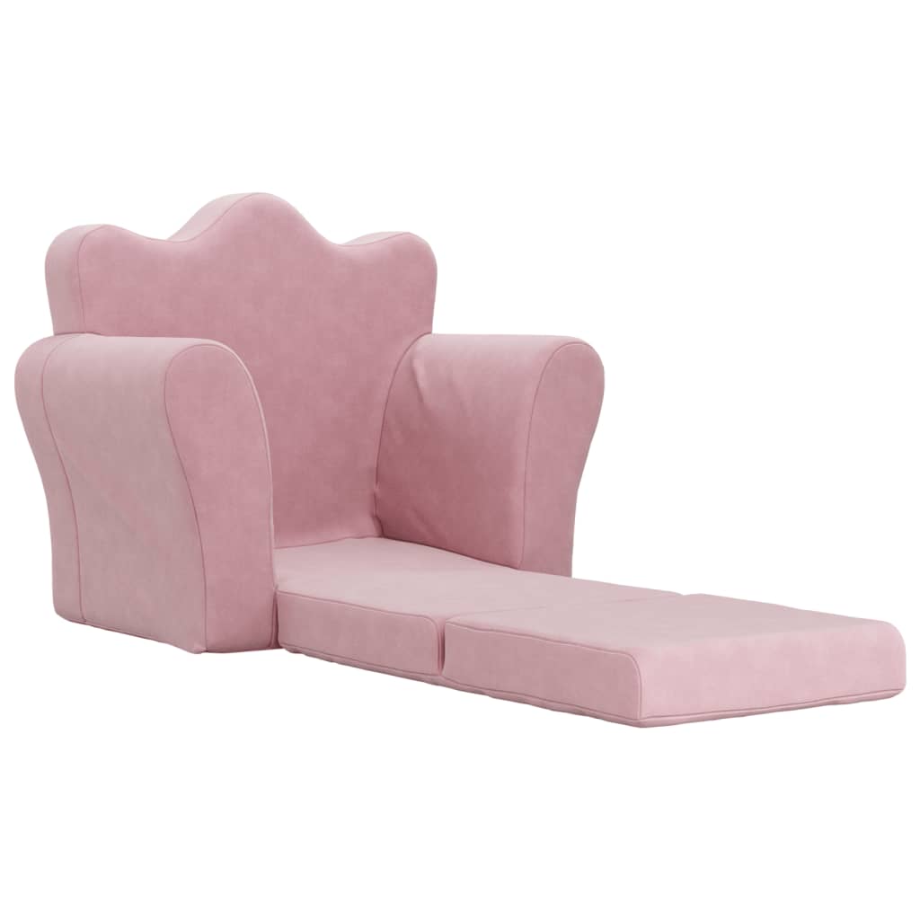 vidaXL Sofá cama para niños felpa suave rosa