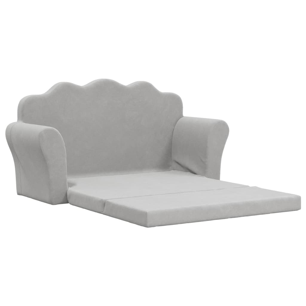 vidaXL Sofá cama de niños 2 plazas felpa suave gris claro