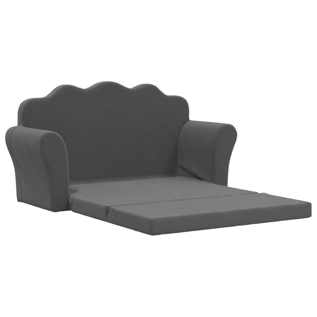 vidaXL Sofá cama de niños 2 plazas felpa suave gris antracita