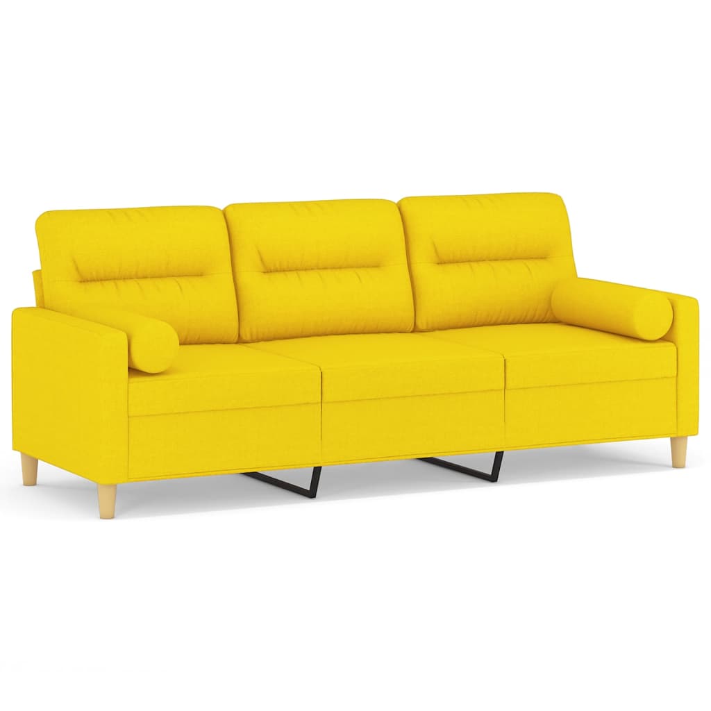 vidaXL Sofá de 3 plazas con cojines tela amarillo claro 180 cm