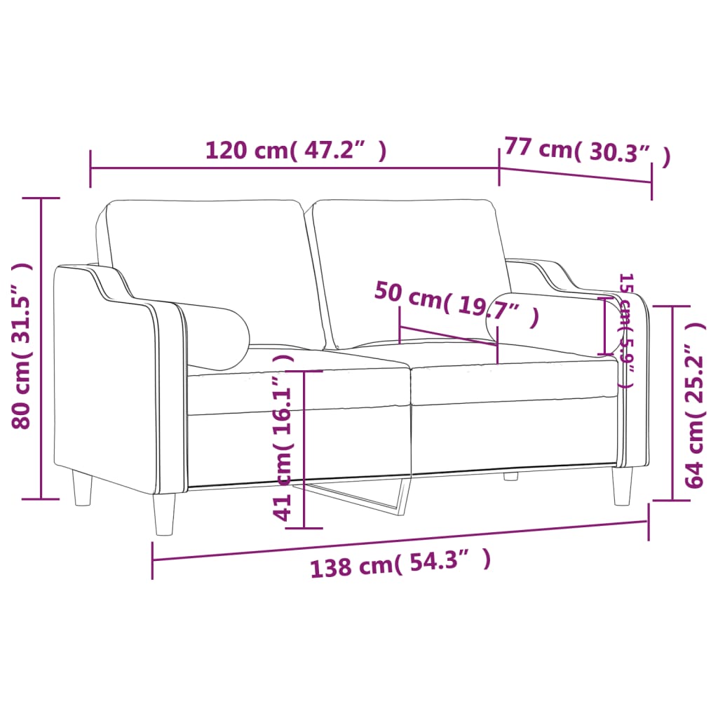 vidaXL Sofá de 2 plazas con cojines tela gris oscuro 120 cm