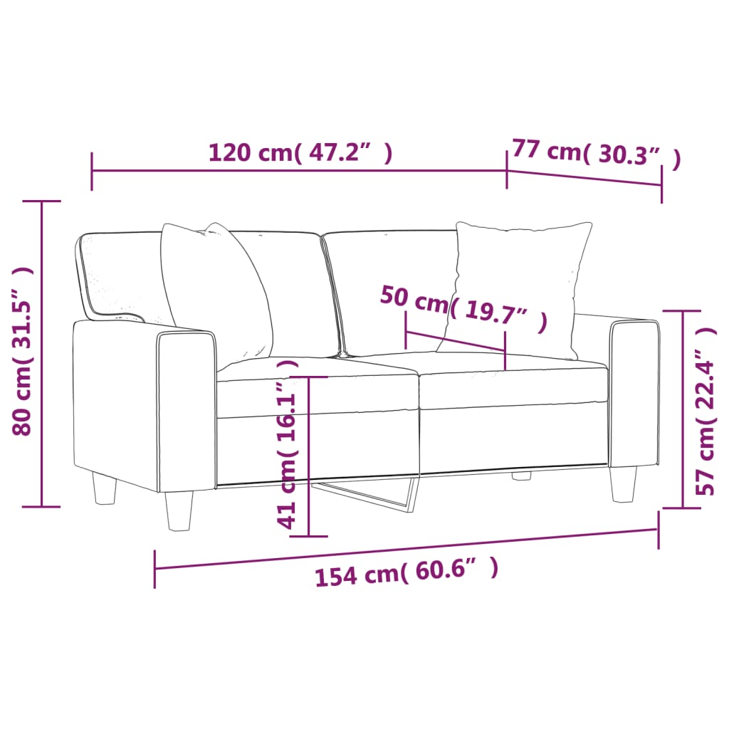 vidaXL Sofá de 2 plazas con cojines cuero sintético capuchino 120 cm