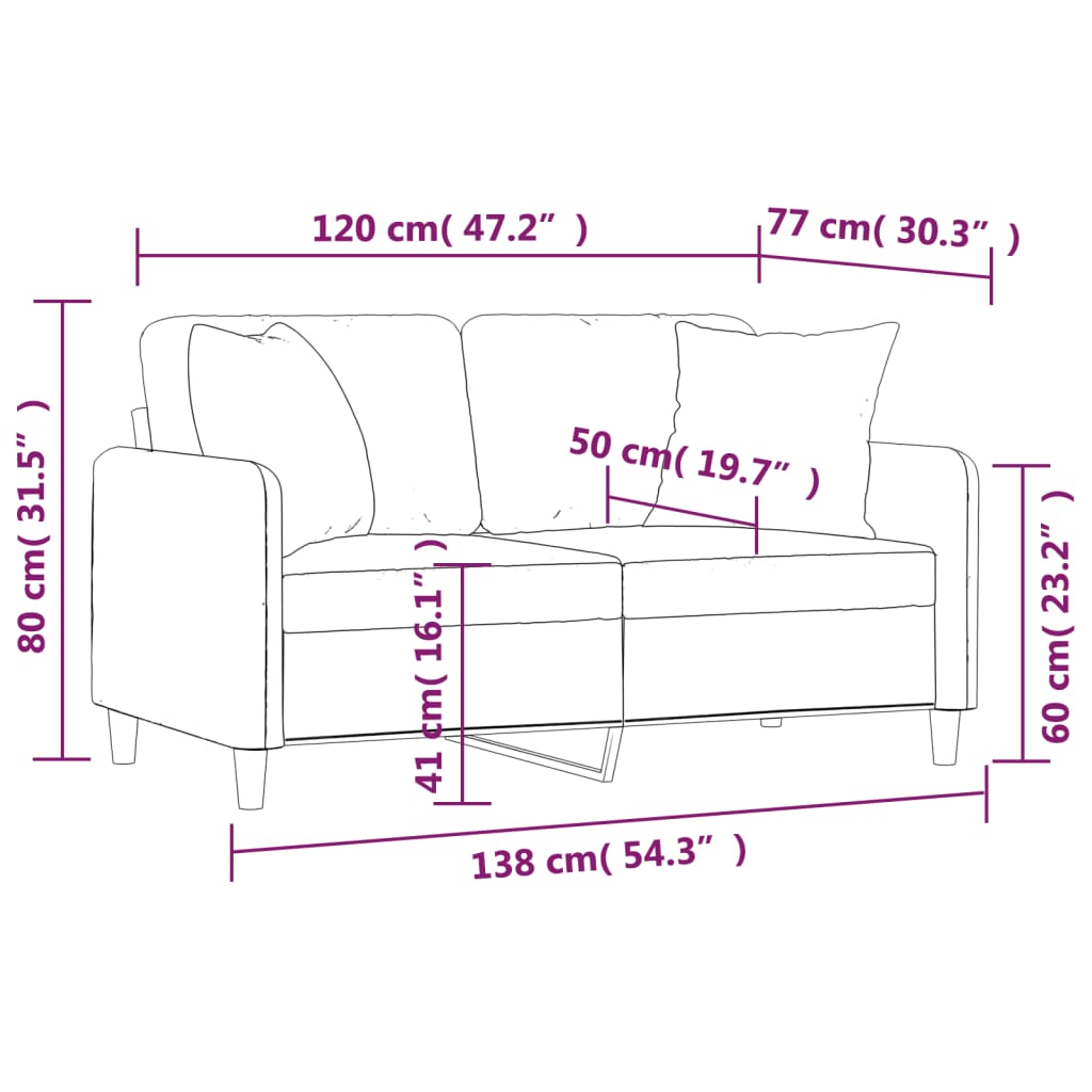 vidaXL Sofá de 2 plazas con cojines tela gris oscuro 120 cm