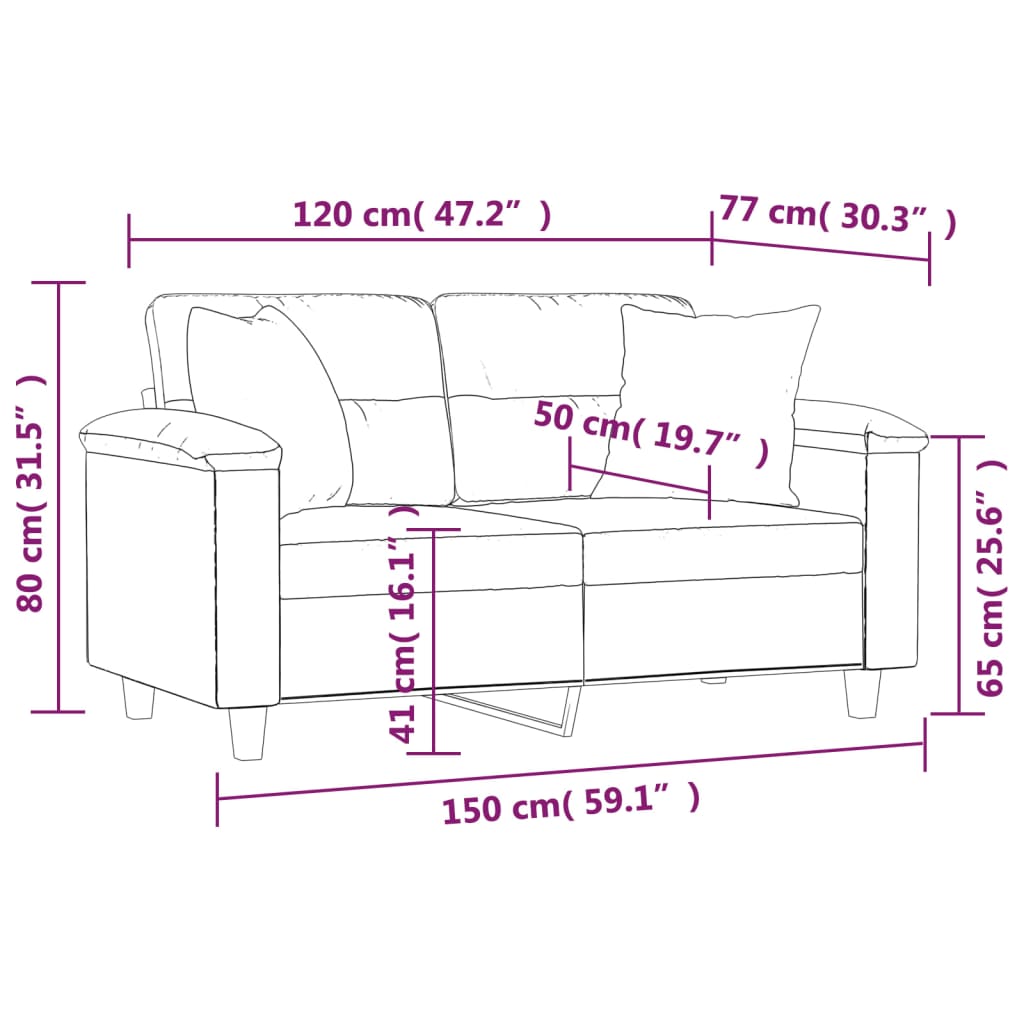 vidaXL Sofá de 2 plazas con cojines cuero sintético rojo tinto 120 cm