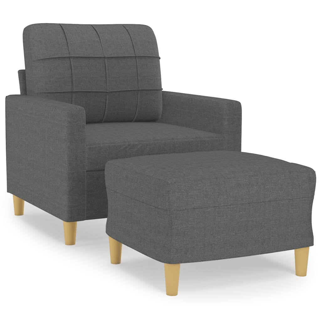 vidaXL Sillón con taburete tela gris oscuro 60 cm