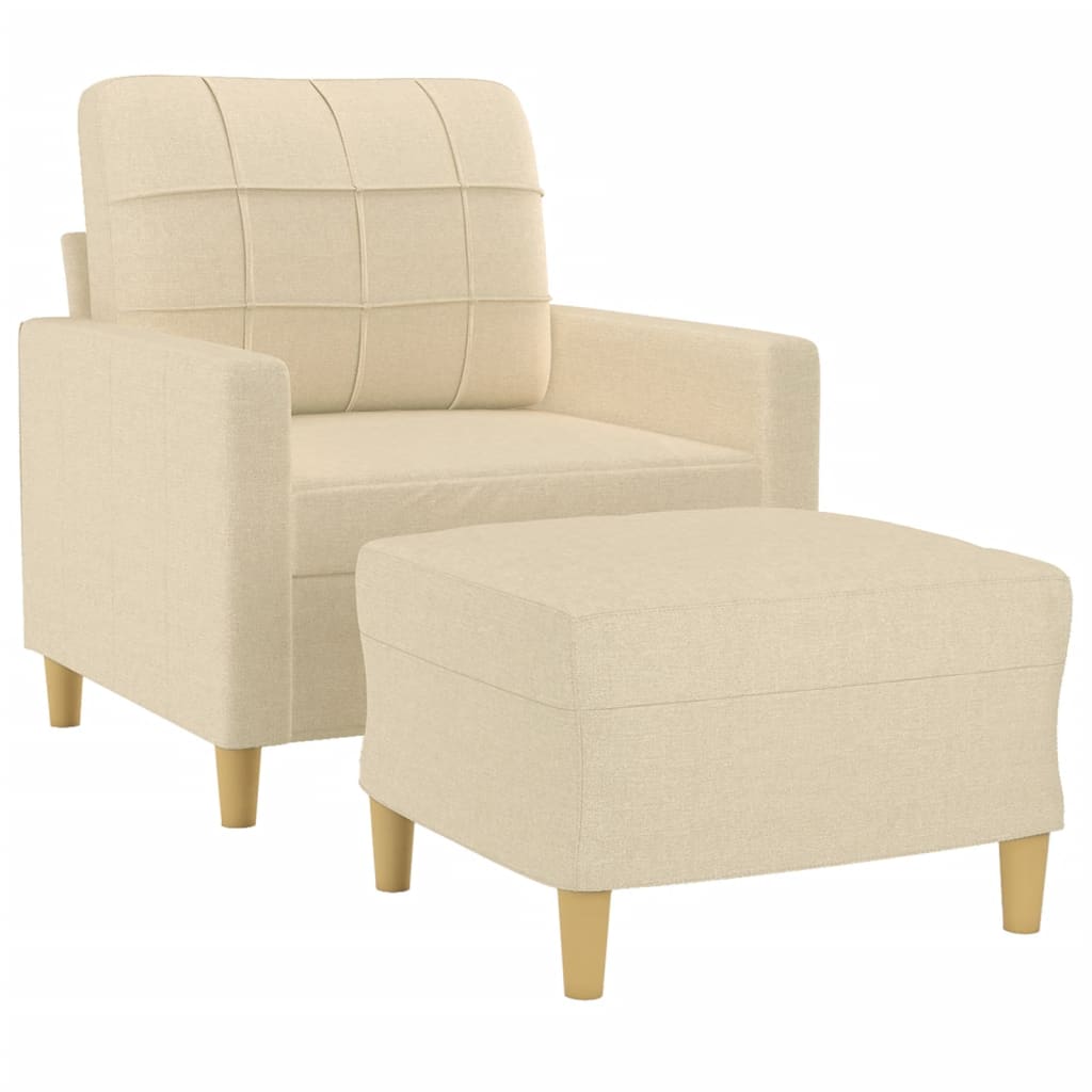 vidaXL Sillón con taburete tela crema 60 cm