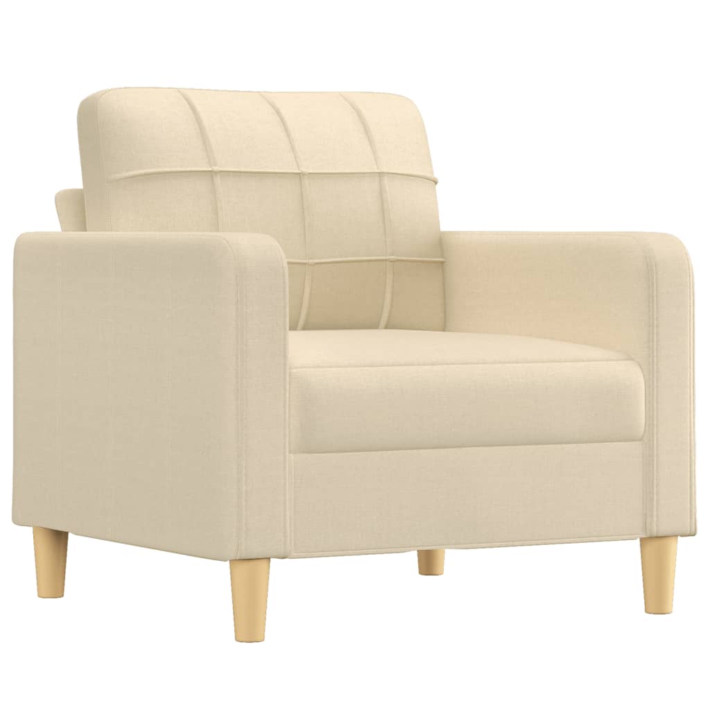 vidaXL Sillón con taburete tela crema 60 cm