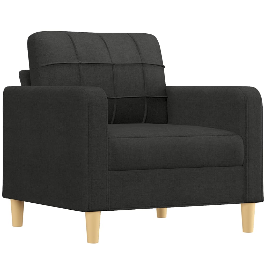 vidaXL Sillón con taburete tela negro 60 cm