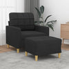 vidaXL Sillón con taburete tela negro 60 cm