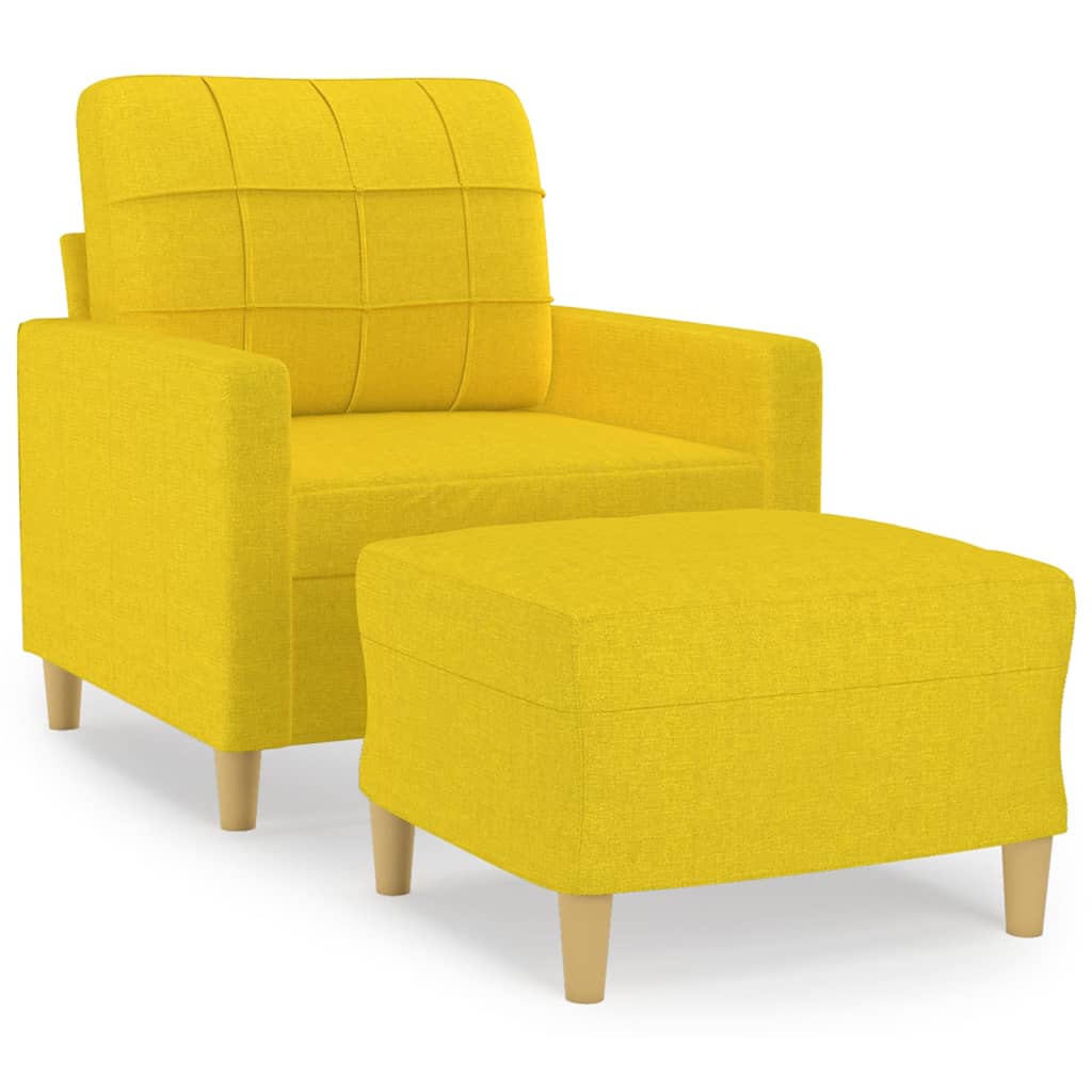 vidaXL Sillón con taburete tela amarillo claro 60 cm