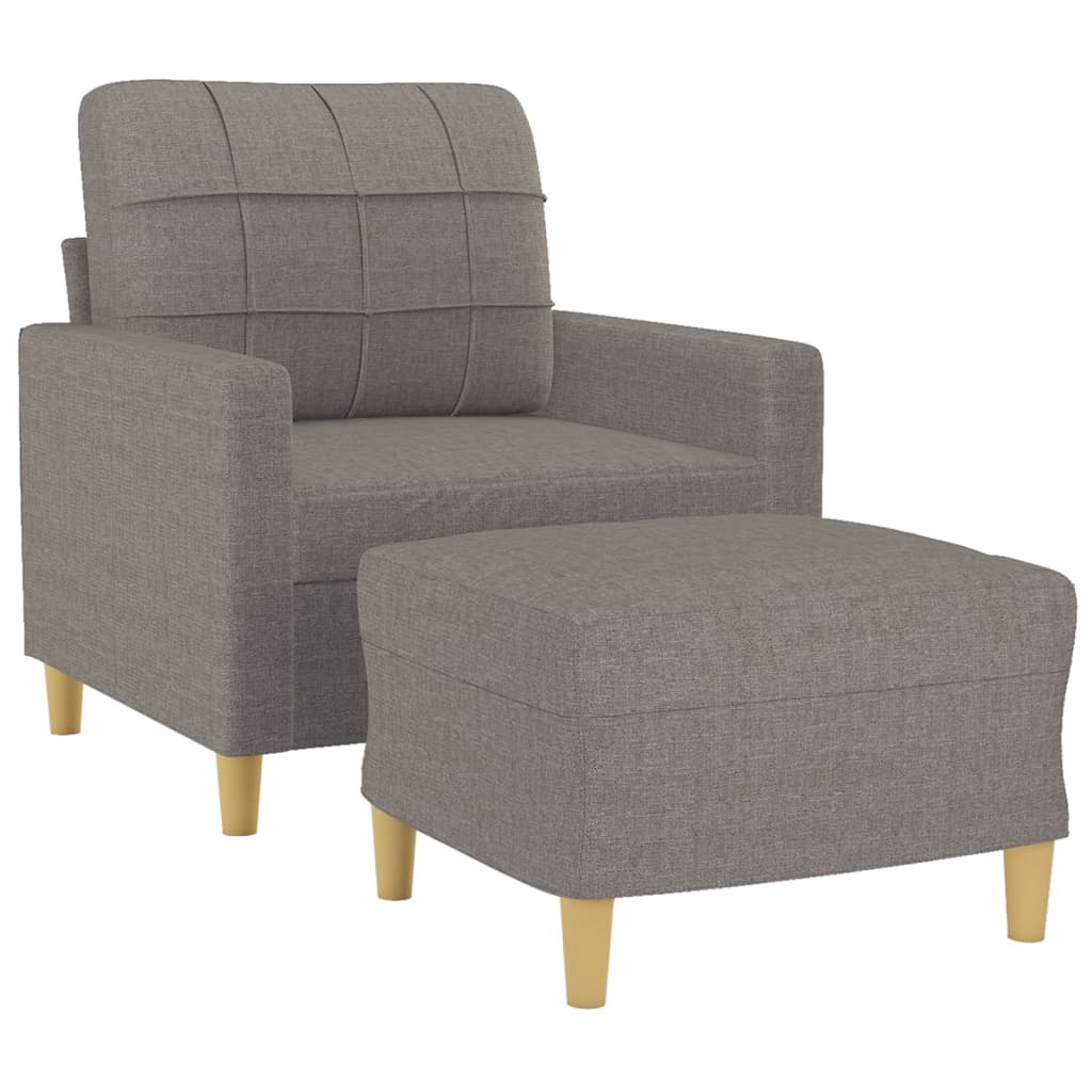 vidaXL Sillón con taburete tela gris taupe 60 cm