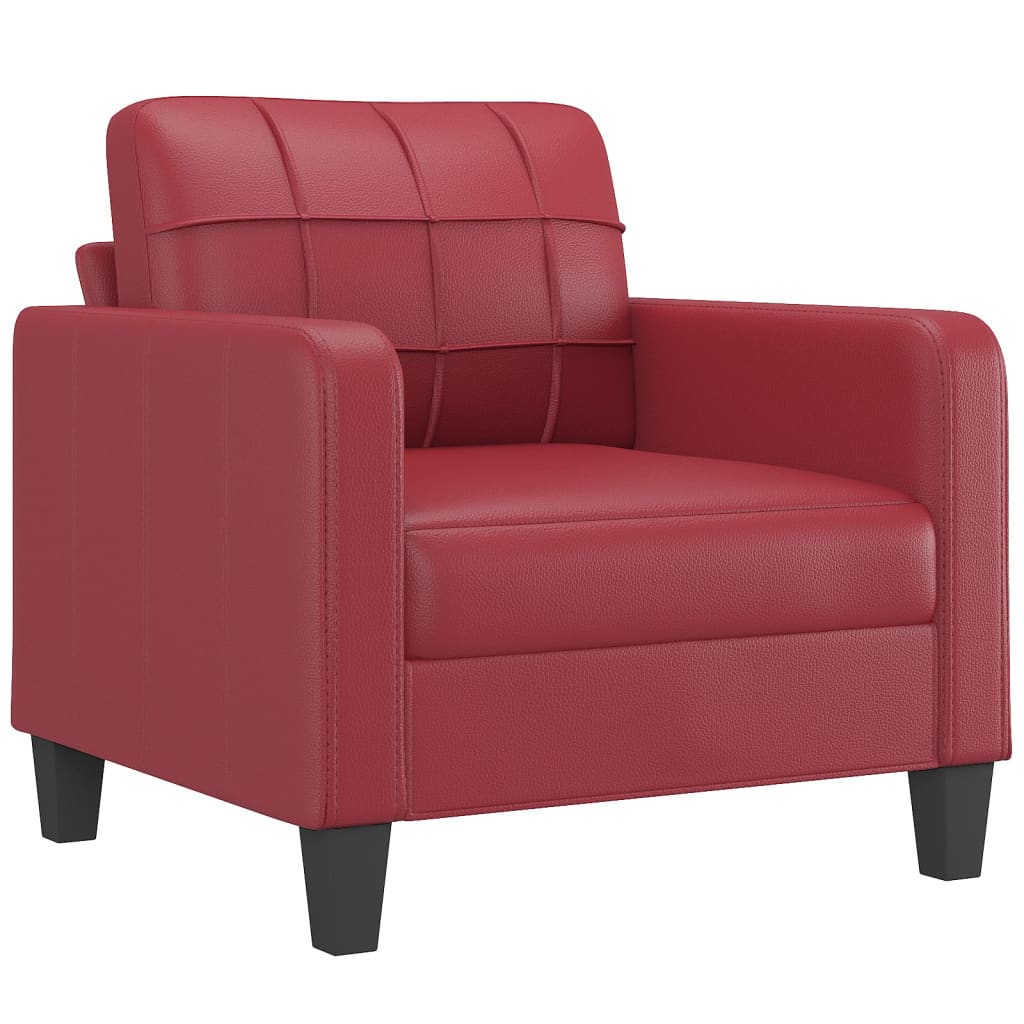 vidaXL Sillón con taburete cuero sintético rojo tinto 60 cm