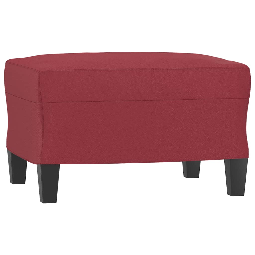 vidaXL Sofá de 3 plazas con taburete cuero sintético rojo tinto 180 cm