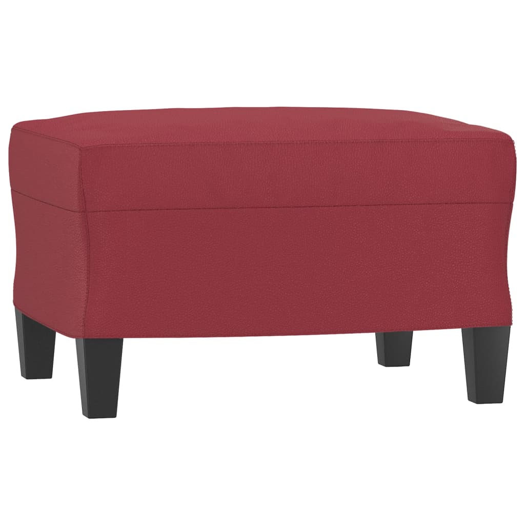 vidaXL Sillón con taburete cuero sintético rojo tinto 60 cm