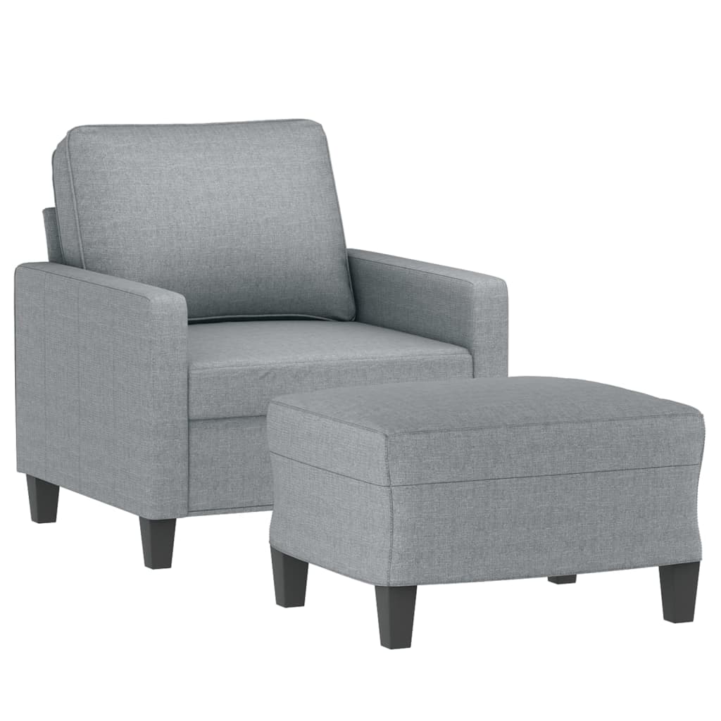 vidaXL Sillón con taburete tela gris claro 60 cm