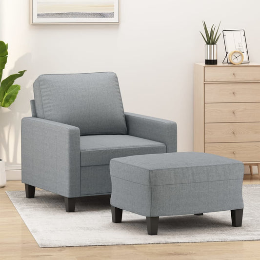 vidaXL Sillón con taburete tela gris claro 60 cm