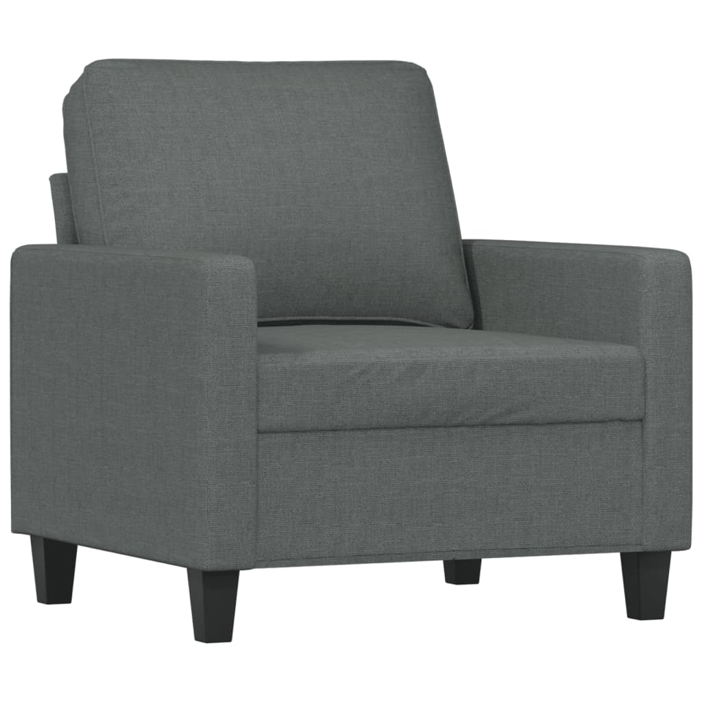 vidaXL Sillón con taburete tela gris oscuro 60 cm