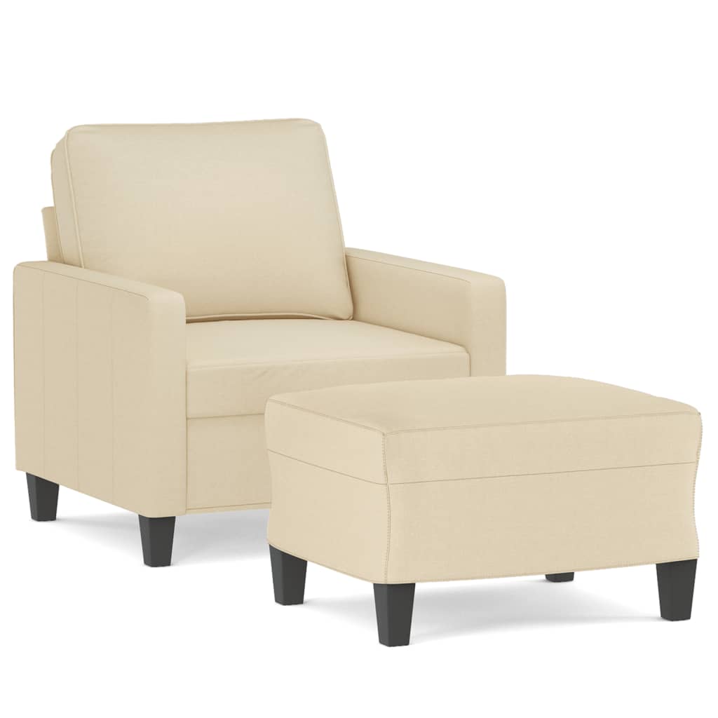 vidaXL Sillón con taburete tela crema 60 cm