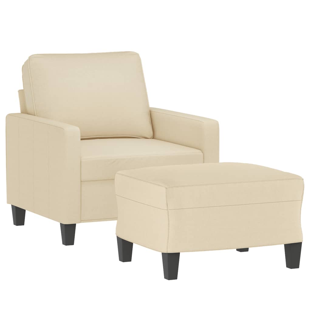 vidaXL Sillón con taburete tela crema 60 cm