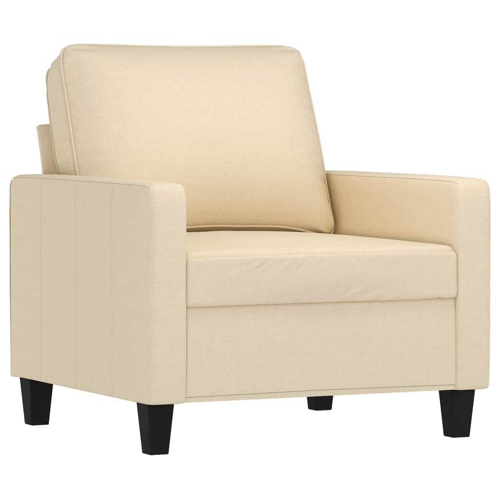 vidaXL Sillón con taburete tela crema 60 cm