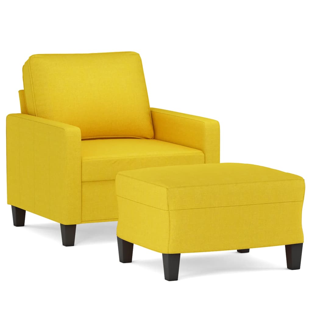 vidaXL Sillón con taburete tela amarillo claro 60 cm