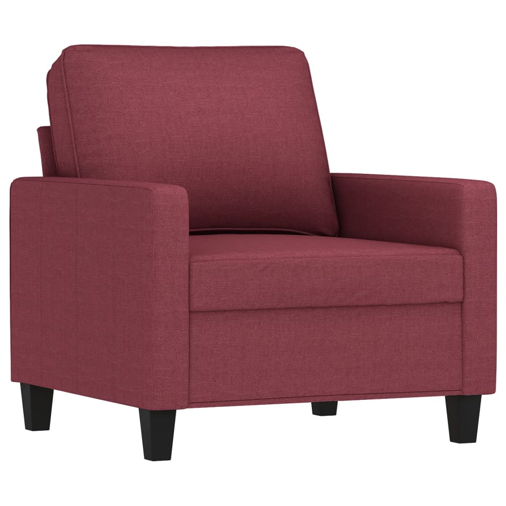 vidaXL Sillón con taburete tela rojo tinto 60 cm