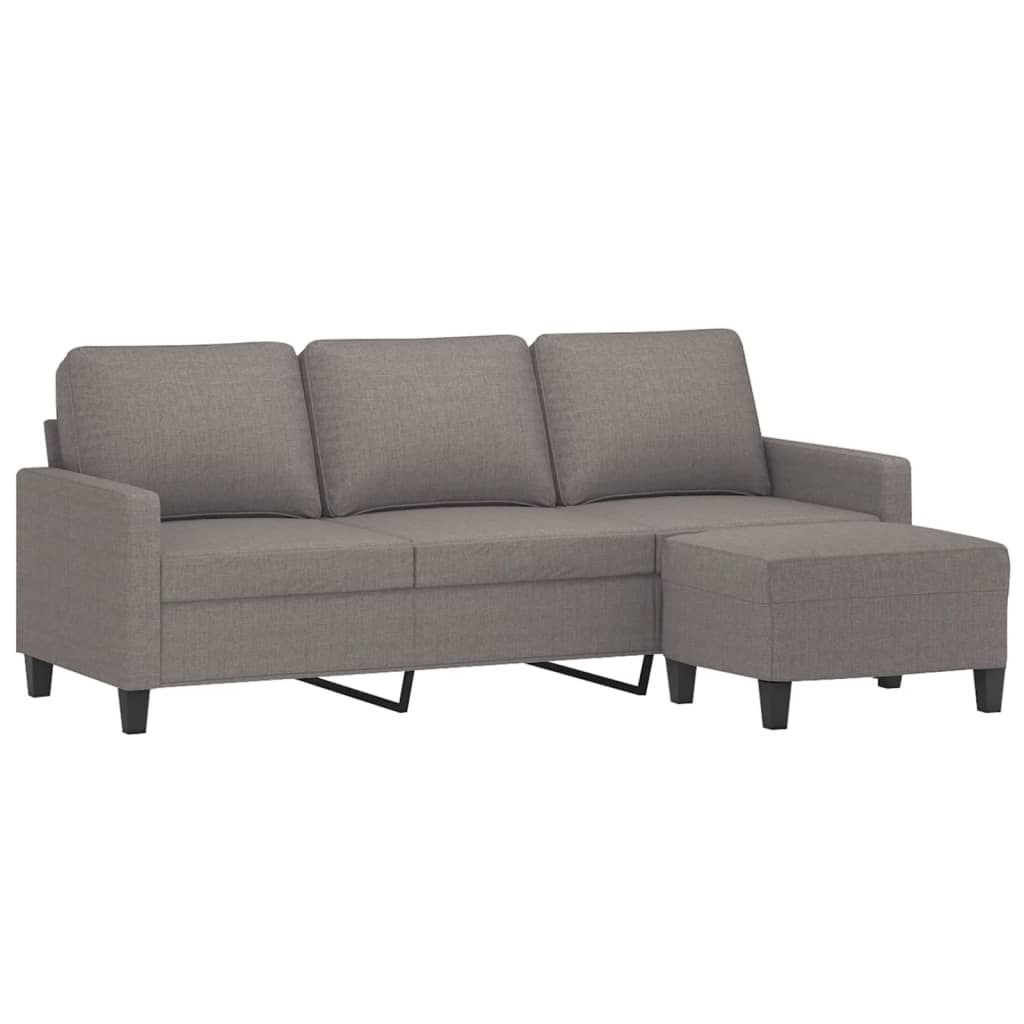 vidaXL Sofá de 3 plazas con taburete de tela gris taupe 180 cm