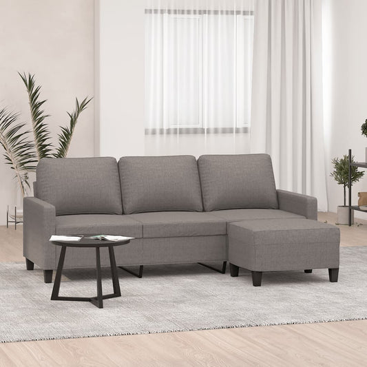 vidaXL Sofá de 3 plazas con taburete de tela gris taupe 180 cm