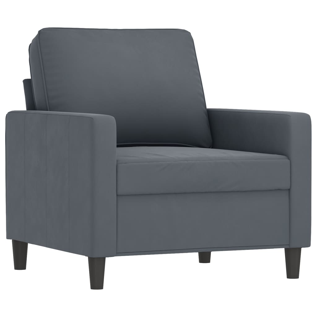 vidaXL Sillón con taburete terciopelo gris oscuro 60 cm