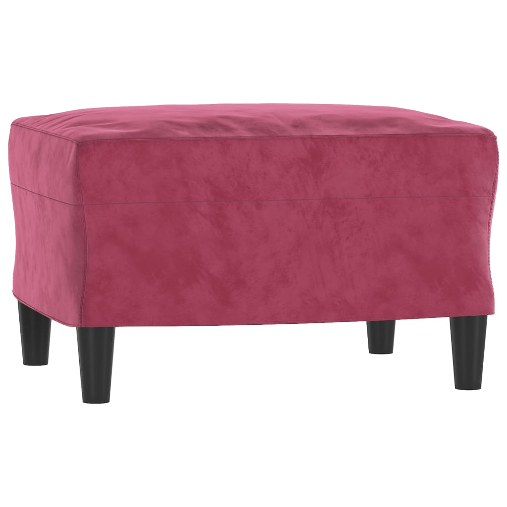 vidaXL Sillón con taburete terciopelo rojo tinto 60 cm