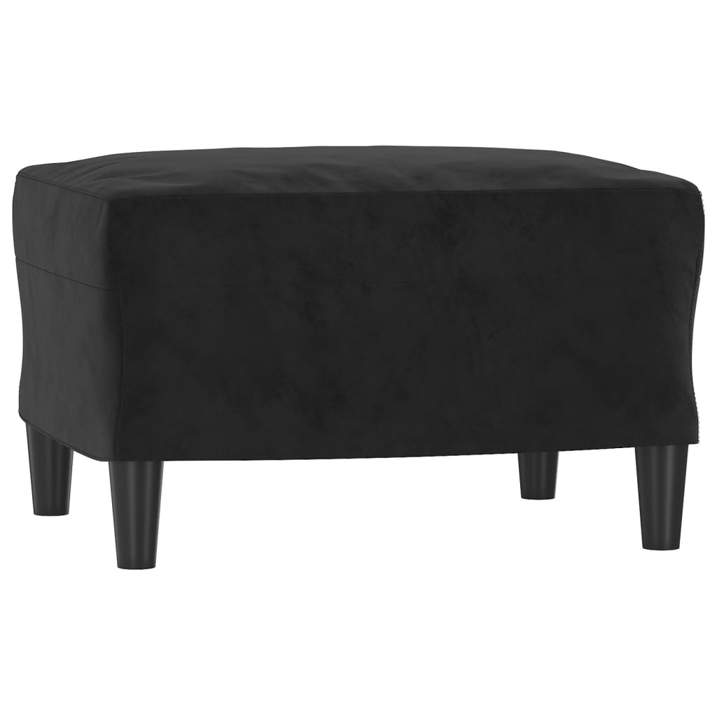 vidaXL Sillón con taburete terciopelo negro 60 cm