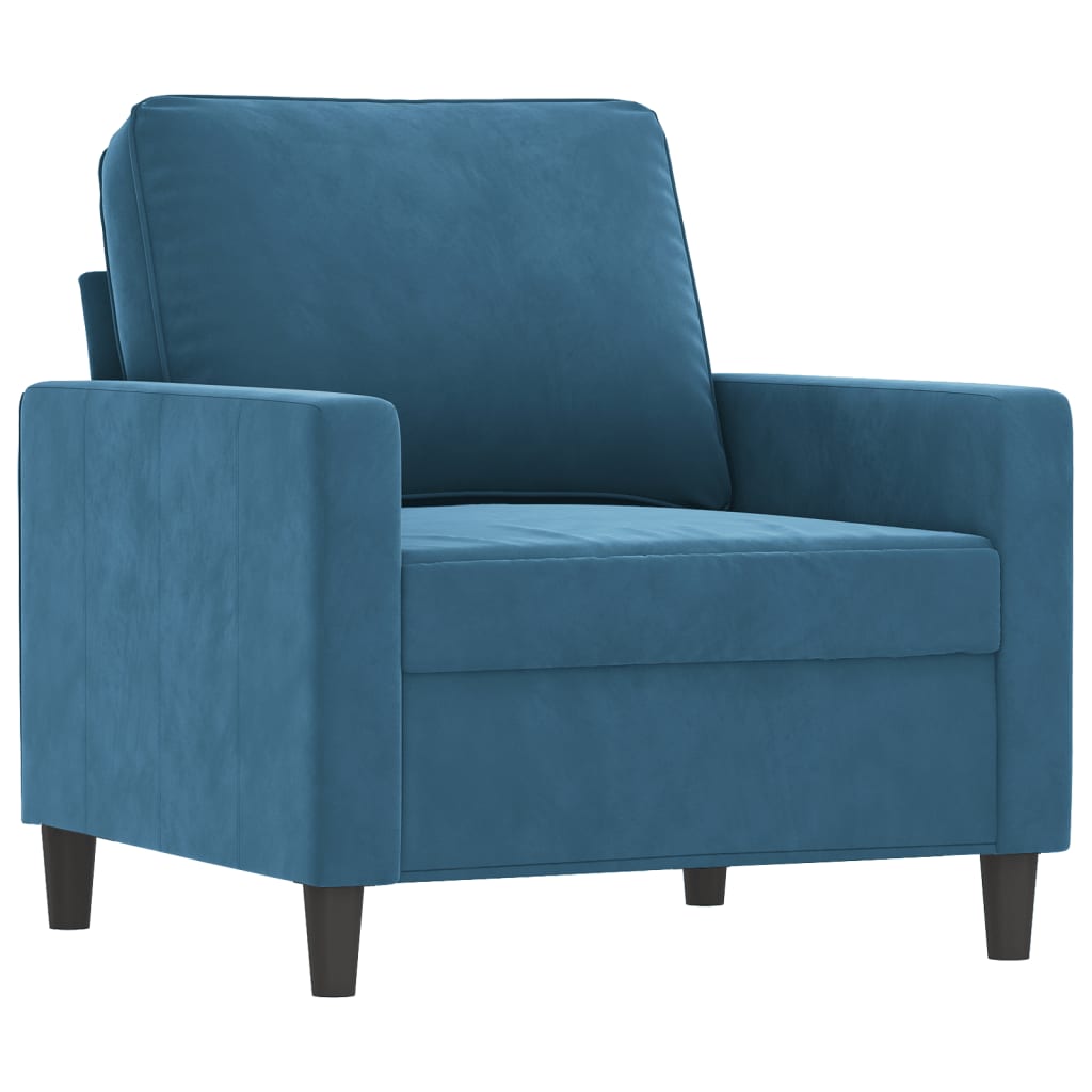 vidaXL Sillón con taburete terciopelo azul 60 cm