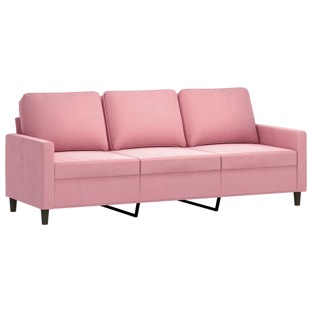 vidaXL Sofá de 3 plazas con taburete de terciopelo rosa180 cm