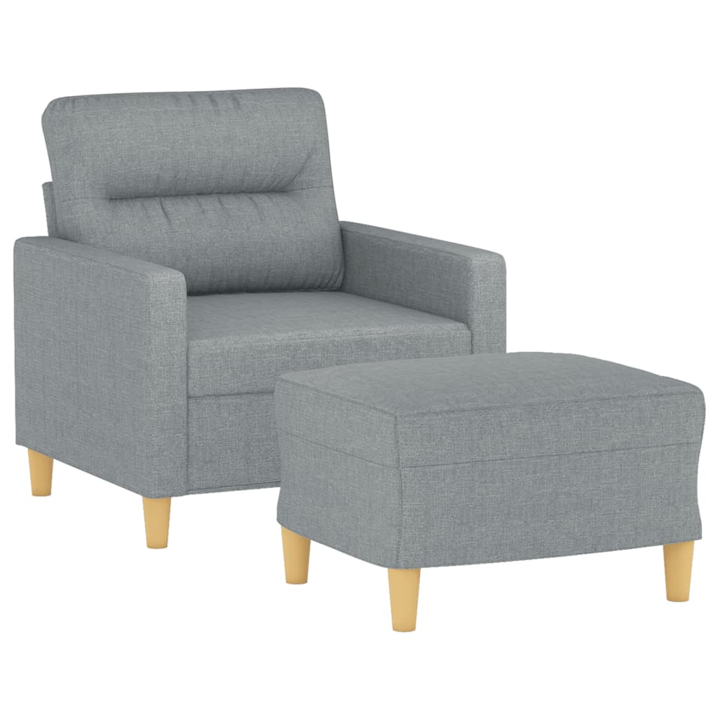 vidaXL Sillón con taburete tela gris claro 60 cm