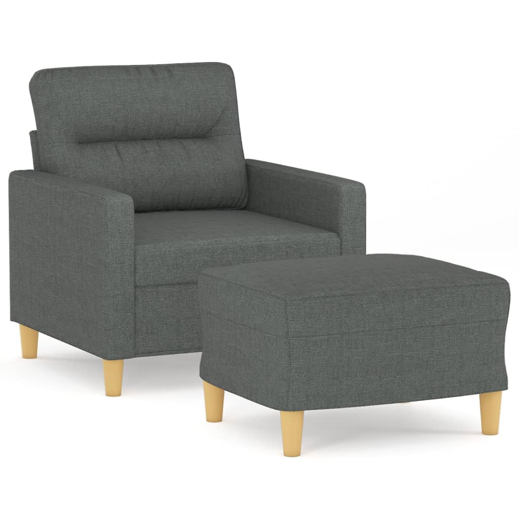 vidaXL Sillón con taburete tela gris oscuro 60 cm