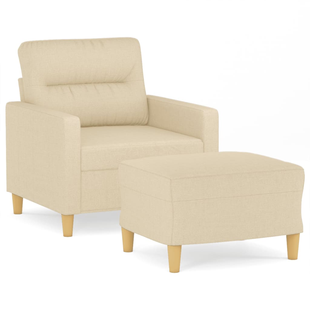 vidaXL Sillón con taburete tela crema 60 cm