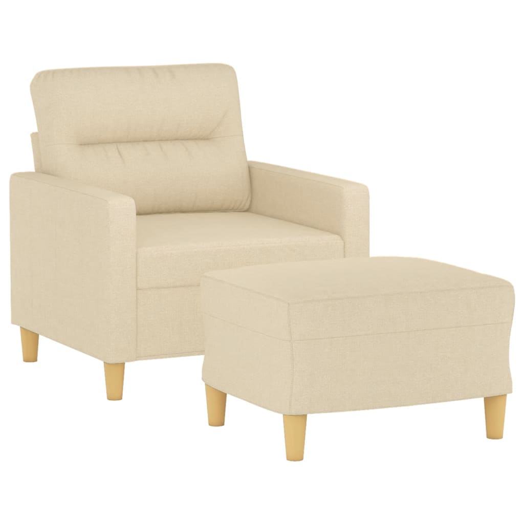 vidaXL Sillón con taburete tela crema 60 cm