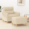 vidaXL Sillón con taburete tela crema 60 cm