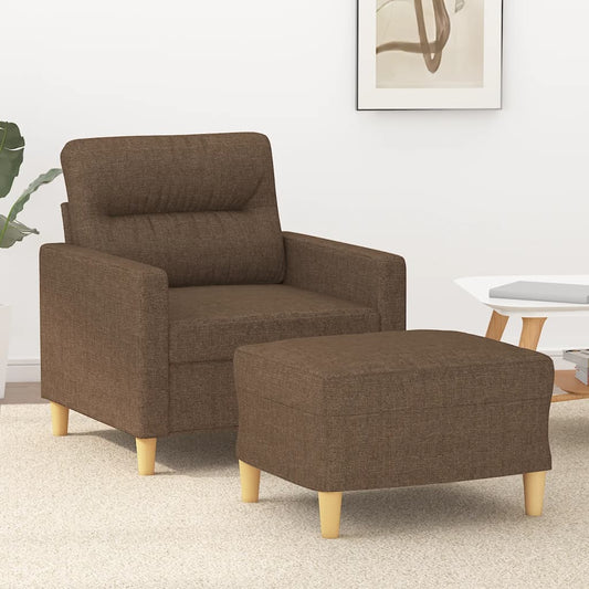 vidaXL Sillón con taburete tela marrón 60 cm