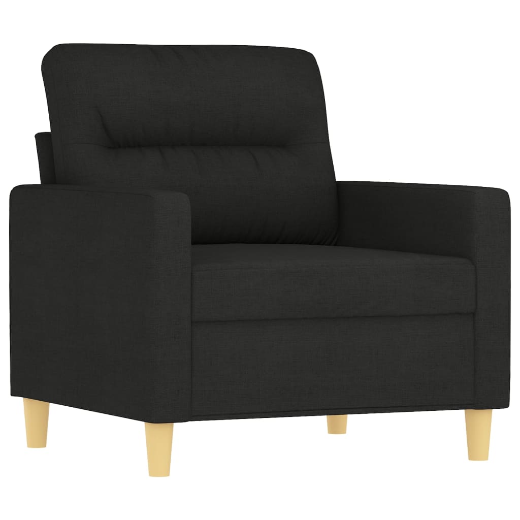 vidaXL Sillón con taburete tela negro 60 cm