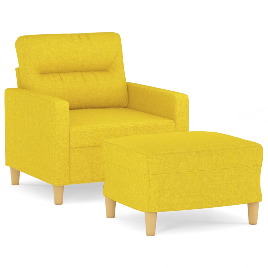 vidaXL Sillón con taburete tela amarillo claro 60 cm