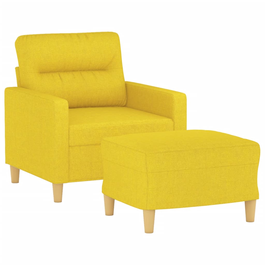 vidaXL Sillón con taburete tela amarillo claro 60 cm