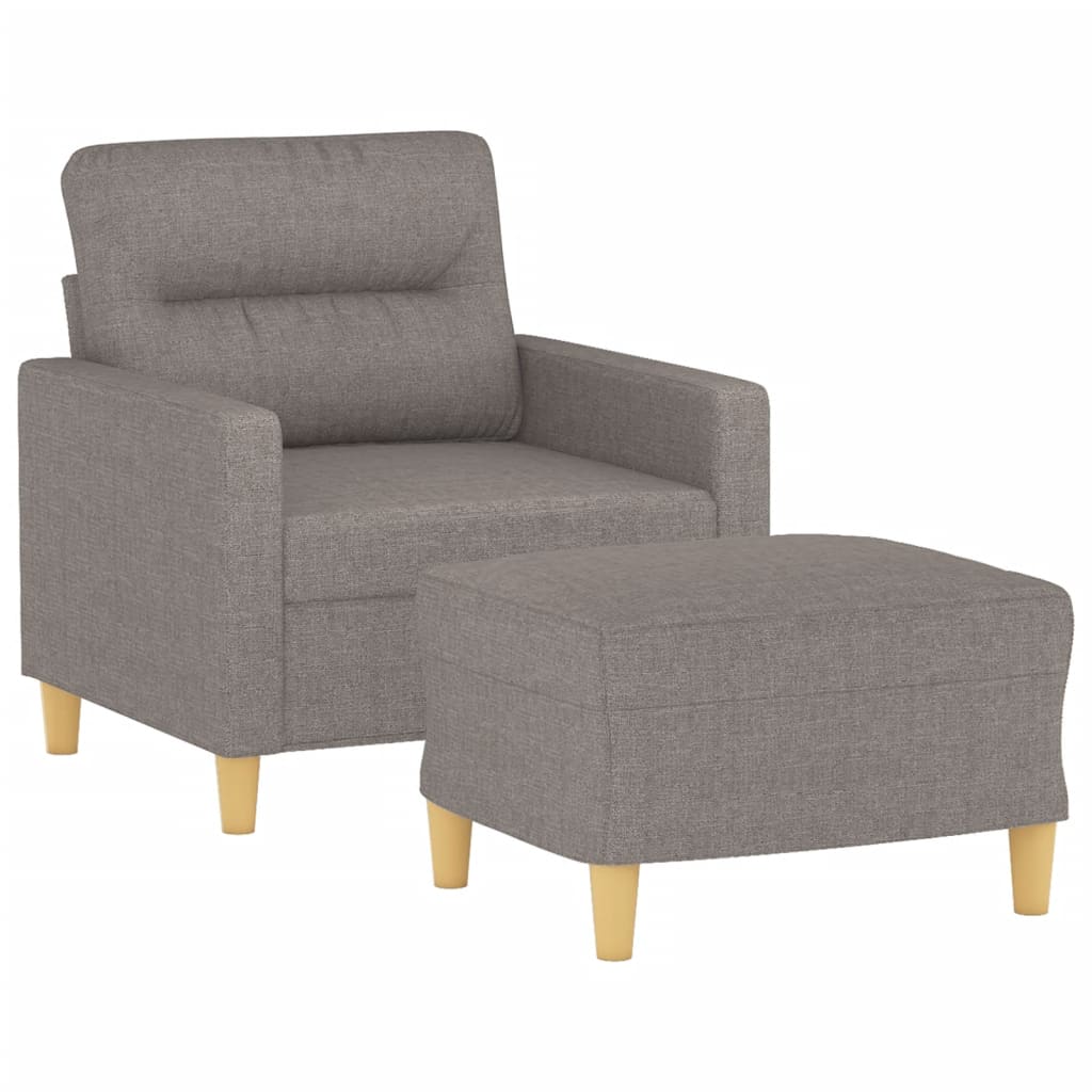 vidaXL Sillón con taburete tela gris taupe 60 cm