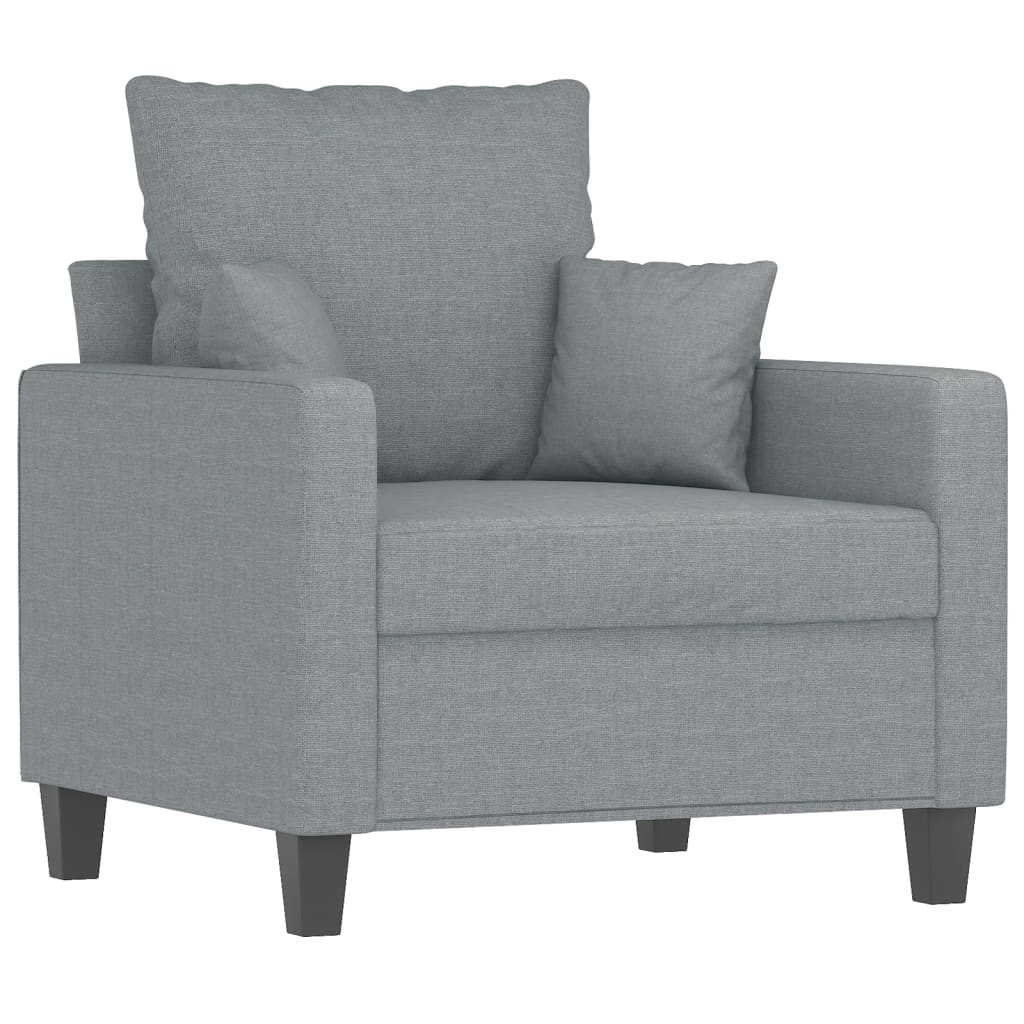 vidaXL Sillón con taburete tela gris claro 60 cm