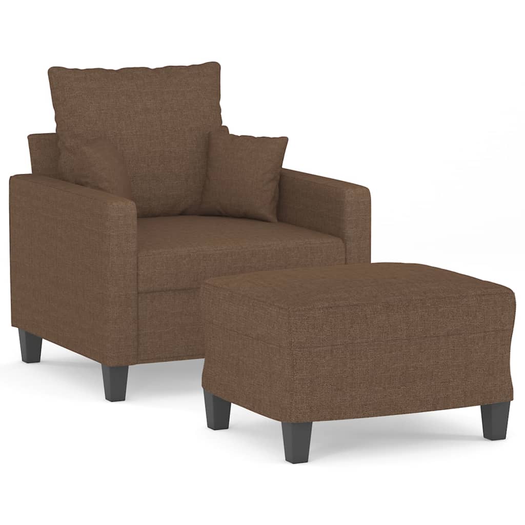 vidaXL Sillón con taburete tela marrón 60 cm