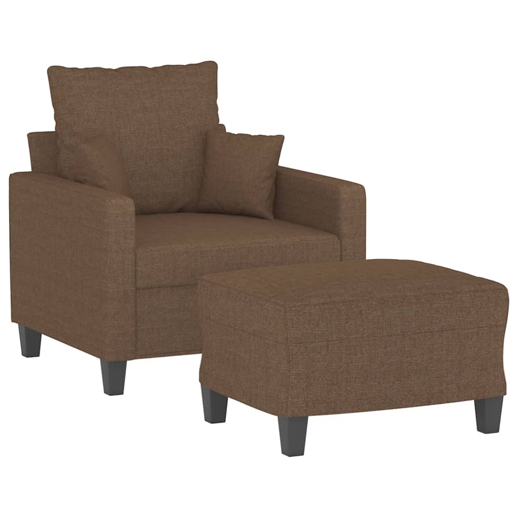 vidaXL Sillón con taburete tela marrón 60 cm