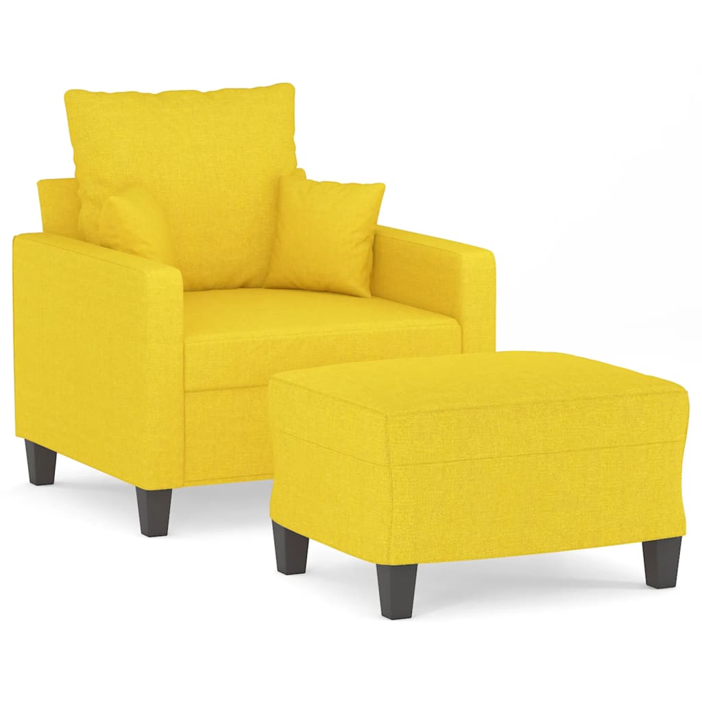 vidaXL Sillón con taburete tela amarillo claro 60 cm