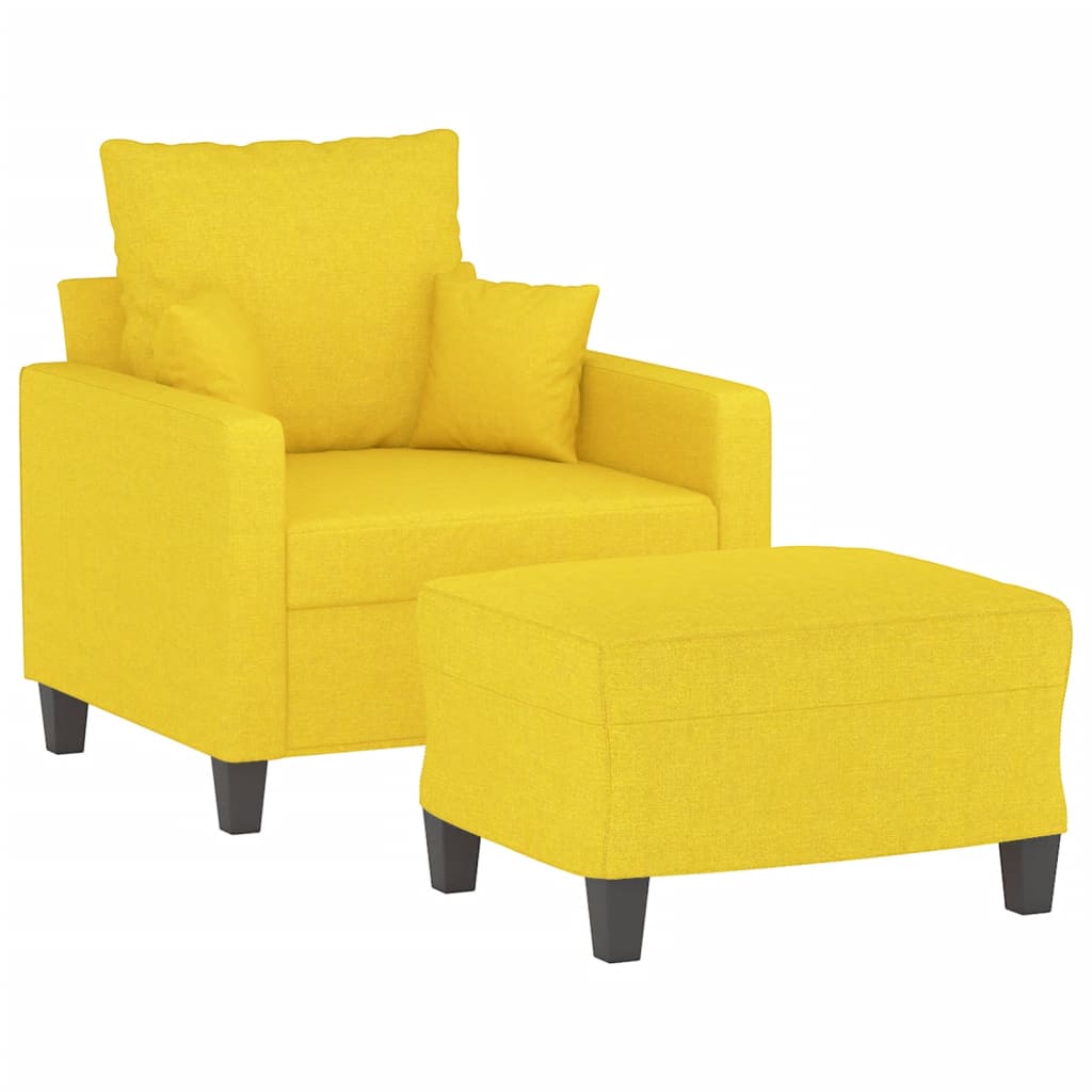 vidaXL Sillón con taburete tela amarillo claro 60 cm